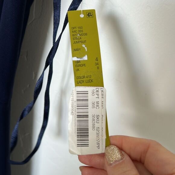 Gianni Bini Stella Navy Blue Ruffle Legs Jumpsuit Size 4 NWT Wedding Guest - Picture 5 of 10